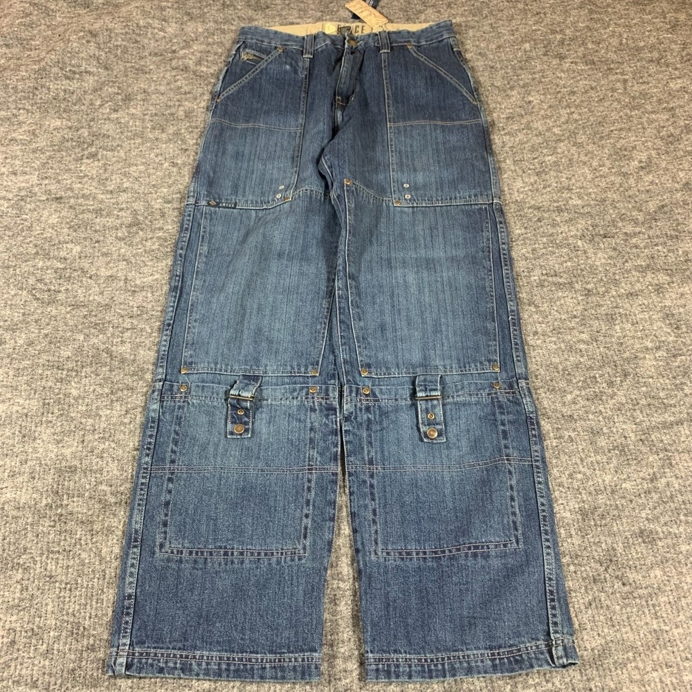 Vintage Enyce Jeans Mens 34x34 Blue Cargo Baggy Double Knee Y2K Deadstock New